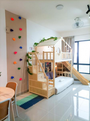 Japandi Family Play Suite with Slide Bunk Bed
